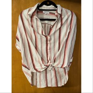 Tie front button up blouse